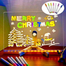 Glowing Acrylic Marker Board, LED Note Board with Colors, Acrylic Dry Erase B...