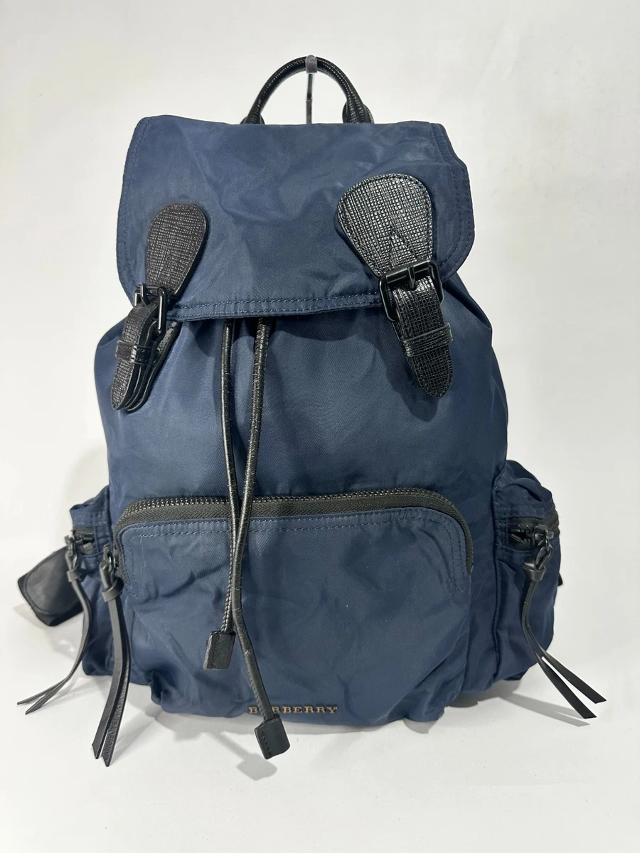 Burberry 4064926 Blue Black Multi Polyamide Acryl Leather Backpack Burberry | Bags | Burberry Prorsum Leathertrim Ink Blue  main image 4
