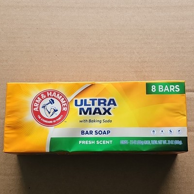 Arm & Hammer Ultra Max Bar Soap Fresh Scent With Baking Soda 8 Bars 3.5 oz Each