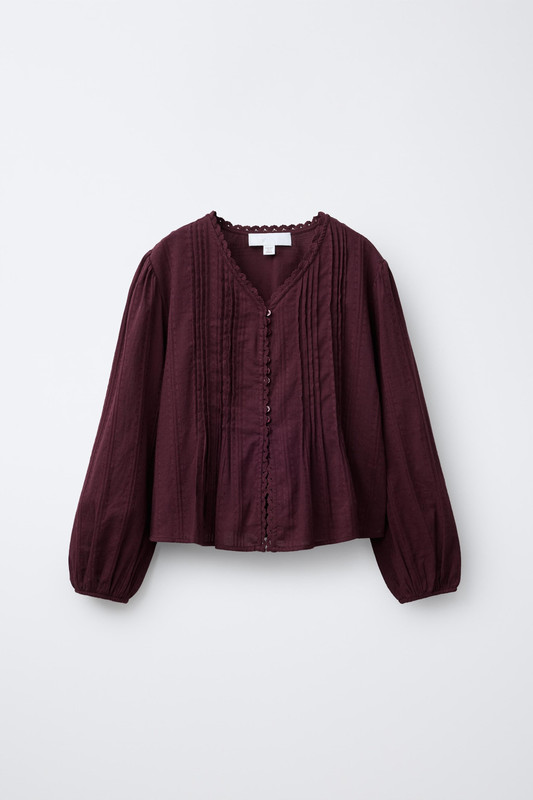 NWT Zara Girl's Romantic Textured Blouse Top Shirt Large 11-12