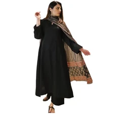 GoSriKi Women's Rayon Viscose Anarkali Solid Kurta with Pant & Dupatta
