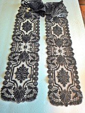 Antq Lappet Lady's Scarf 57" Black Chantilly Lace Floral Mourning