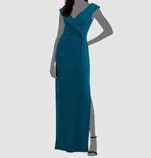 Lauren Ralph Lauren Women's Blue Jersey Off-the-Shoulder Dress Sz 18