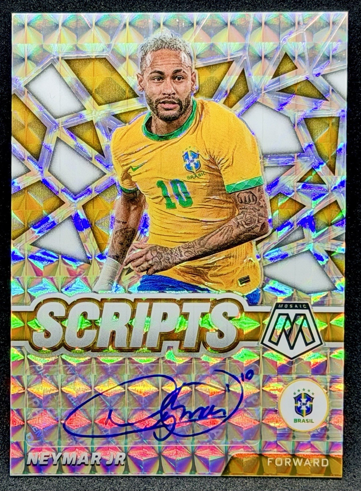 2021-22 Panini Mosaic Road to World Cup =Neymar Jr.= Scripts Auto #S-NJR Brazil
