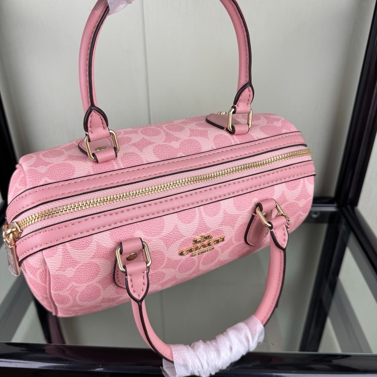 COACH Roan Satchel Bag Signature Canvas Powder Pink CV961 Outlet