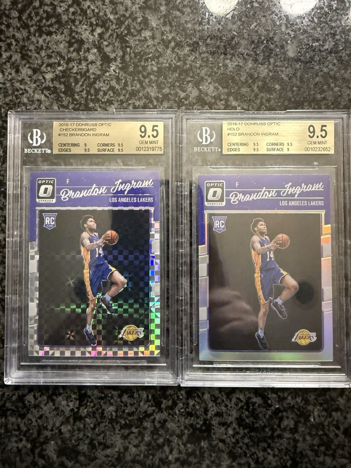 2) 2016/17 Panini Donruss Optic Brandon Ingram Holo Checkerboard RC BGS 9.5
