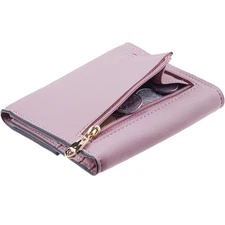 Small Wallet for Women Slim RFID Blocking Travel Wallets with Coin Pocket Zipper