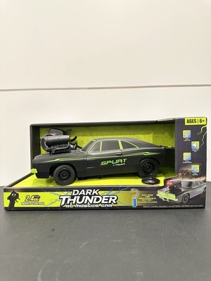 Braha Dark Thunder RC Muscle Car Remote Control Black Toy 2.4GHz Lights Sound 