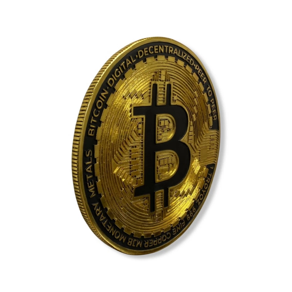 Letrero de arte de pared Bitcoin dorado criptomoneda de 15 pulgadas de diámetro Foto 2 de 4