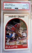 1989 HOOPS BASKETBALL #67 HARVEY GRANT ROOKIE CARD WASHINGTON BULLETS PSA 10