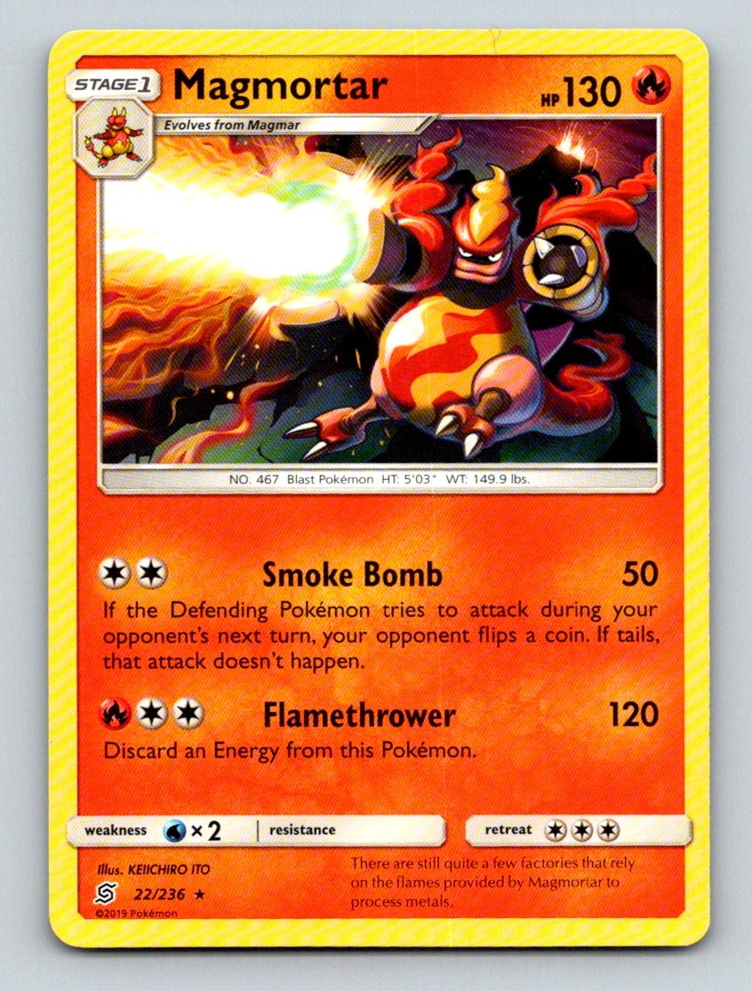 Magmortar 22/236 Rare Unified Minds Pokemon Lightly Played