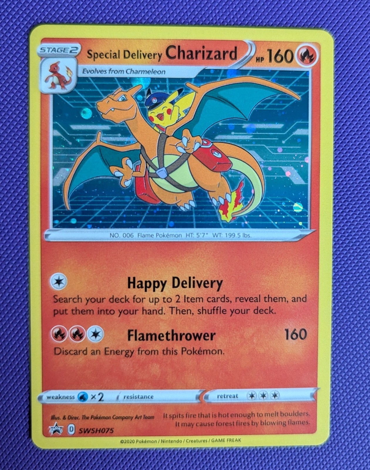 Pokémon TCG Special Delivery Charizard SWSH075 Near Mint Promo Pokémon Center