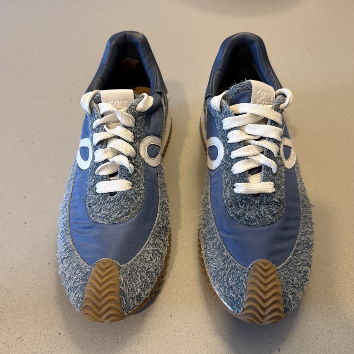 Loewe Lace Up Blue Gray White Gum Low Top Sneakers Leather Lining