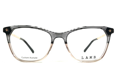 L.A.M.B. Brillenfassung LA101 BLK Schwarz Rosa Gestreift Cat-Eye 54-18-140