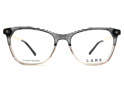 #ad L.A.M.B. Eyeglasses Frames LA101 BLK Black Clear Striped Pink 54 18 140 $89.99