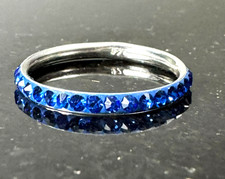 925 Sterling Silver Blue CZ Channel Set Band Ring Size 7