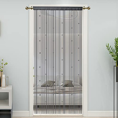  Beaded String Curtains for Doorways, Dark Gray 39 x 110 inches, Crystal Beads 