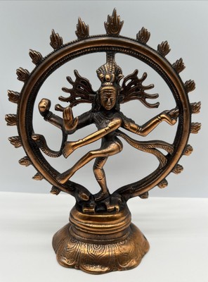 Vintage CERN Indian Hindu Brass Dancing Shiva Nataraja  Statue 10X8in P2