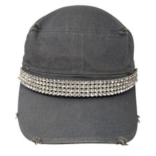 Premium Strapback Cadet Army Cap Gray One Size Adjustable Embellished