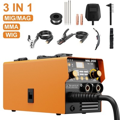 CONENTOOL Fülldraht Schweißgerät 200A 3 IN1 MIG/MAG/MMA/WIG Gaslos mit Zubehör