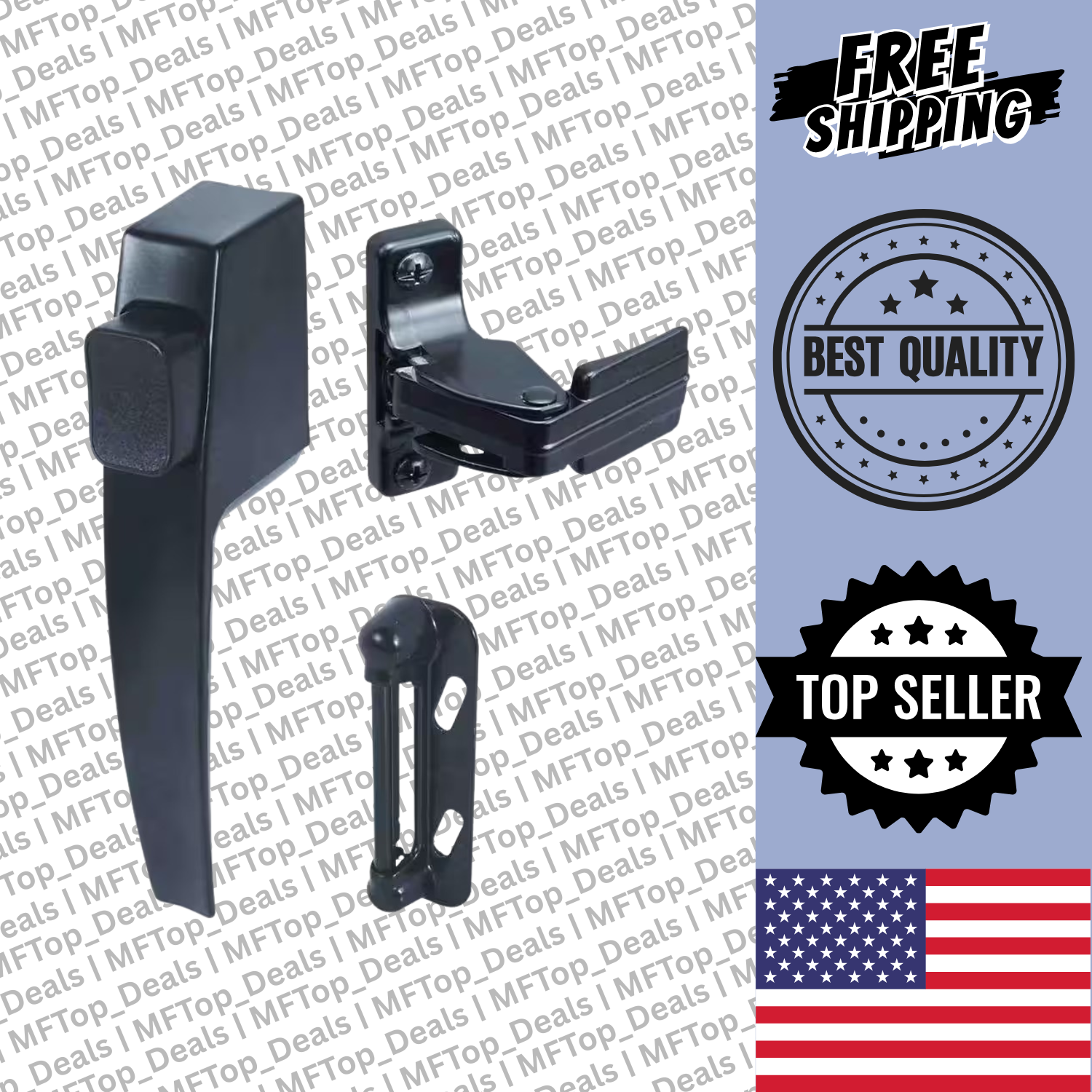 Push Button Screen Storm Door Latch Handle Set Night Lock Lever Metal ...