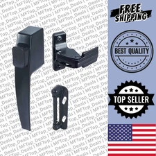 Push Button Screen Storm Door Latch Handle Set Night Lock Lever Metal Door Black