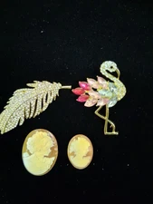 Nature Shell Ladies Cameo Loose Beads + 2 brand new fashion brooches 