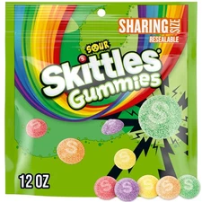 Skittles Sour Candy Gummies Soft Chewy Gummy Candies, Sharing Size - 12 oz Bag