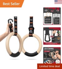 Versatile Gymnastic Rings with Quick Install Carabiner Non-Slip Grip - 8.5ft