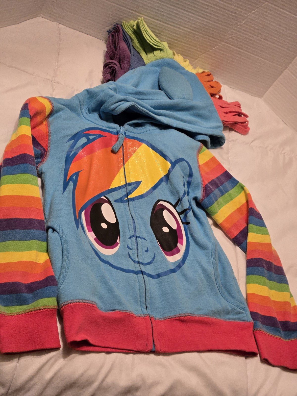 Giacca con cappuccio My Little Pony Rainbow Dash 5t 6t scuola autunno colorata magica