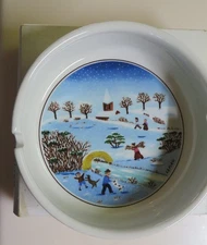 Two Villeroy & Boch Naif 4.25" Porcelain Christmas Ashtrays with Boxes-Unused B