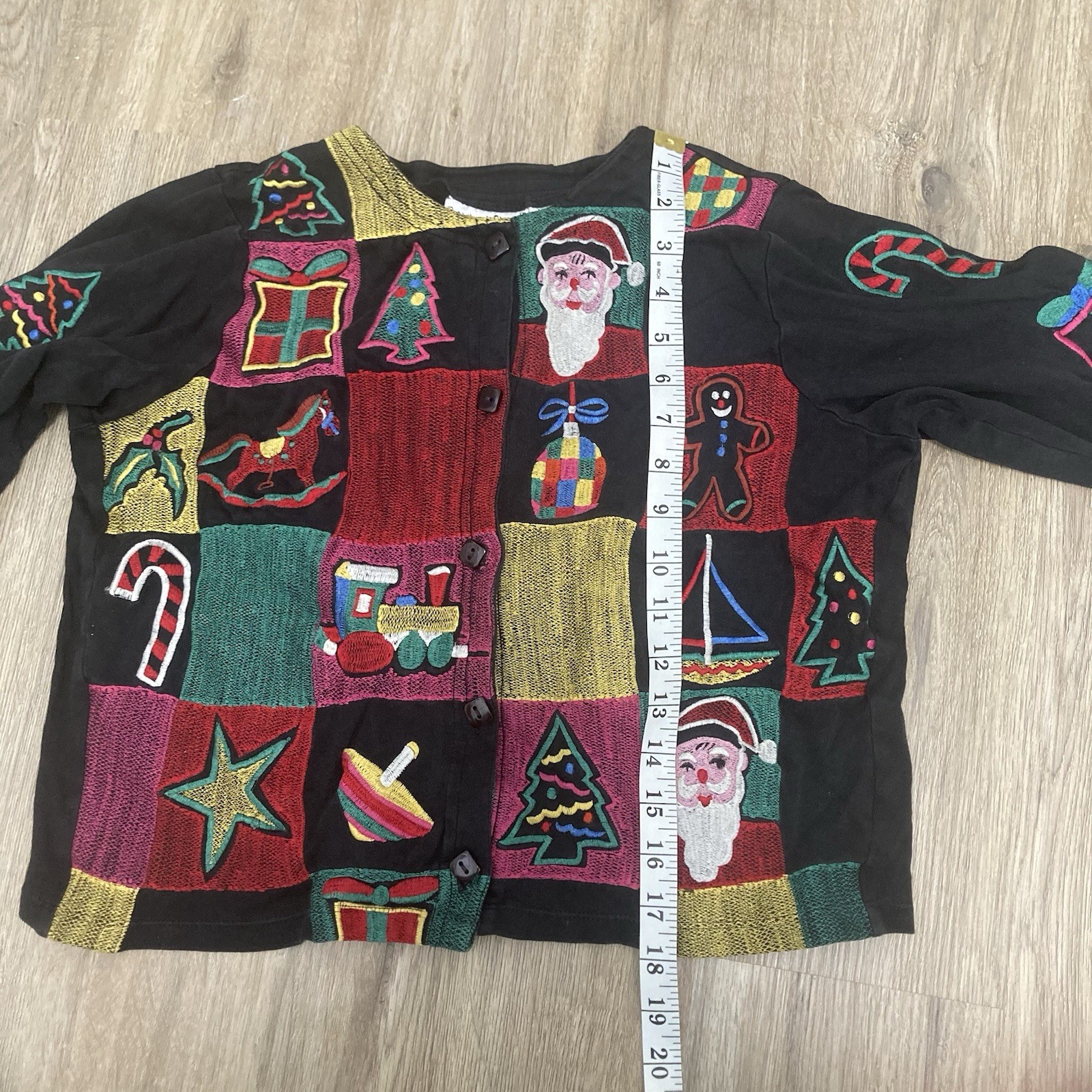 Vintage Michael Simon Lite 90s Womens Small Christmas Cardigan Holiday Embroider
