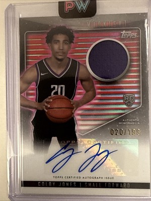 2023-24 Colby Jones RC Auto /199 | Topps Midnight RPA Jersey Match Auto | Kings