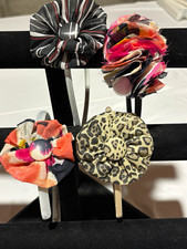Girls Handmade Fabric Flower Headbands Set of 4, Multicolor Mixed Patterns