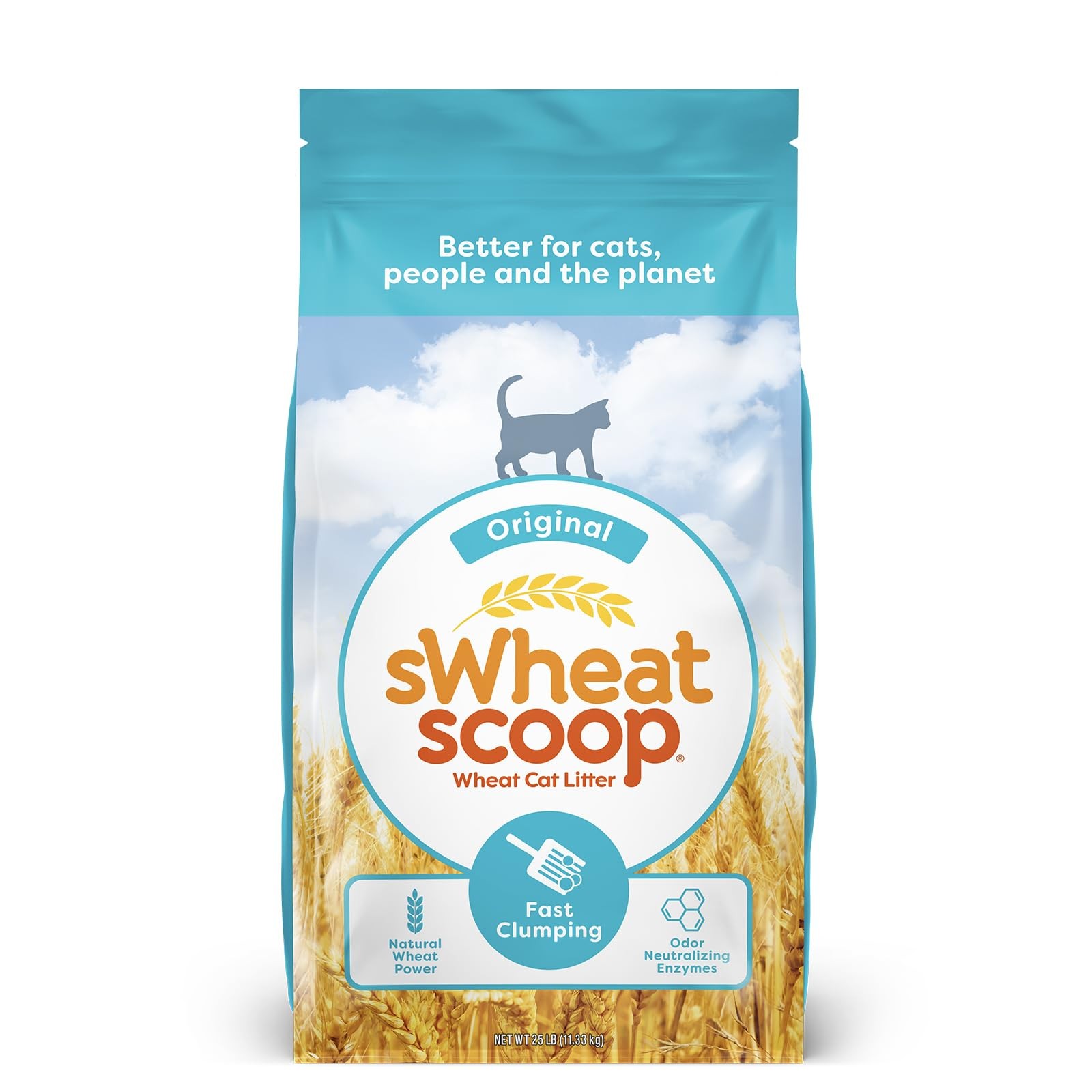 sWheat Scoop Natural Wheat Cat Litter, Original, Fast Clumpi