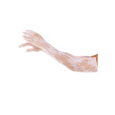 Guanti in pizzo elasticizzati Sexy Opera Floral Bianco Lunghi oltre il gomito