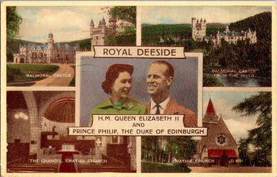 Postcard Royal Deeside H. M. Queen Elizabeth Prince Philip Duke Edinburgh Posted