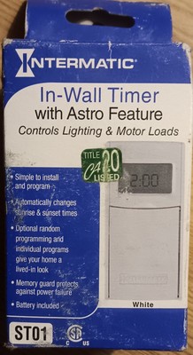 INTERMATIC SELF ADJUSTING IN WALL TIMER SWITCH - WHITE ST01 (NEW)