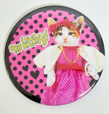 Nameneko PIN BADGE Cat in Dress Pink Black Pinback Button Japanese