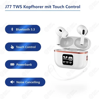 Bluetooth 5.3 TWS In-Ear Kopfhörer Earbuds LED Touch Stereo Mikrofon Ladecase - Bild 1 von 4