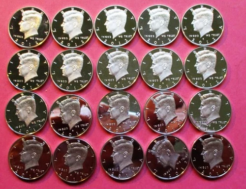 2012-S FULL ROLL OF 20 SILVER PROOF JOHN F. KENNEDY HALF DOLLARS. STUNNING.
