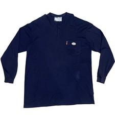 Rasco FR Flame Resistant Henley Navy Long Sleeve CAT2/NFPA2112 Men s Size 4XL