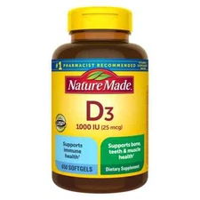 Nature Made Vitamin D3 25 mcg. 1000 IU 650 Softgels  09/2027