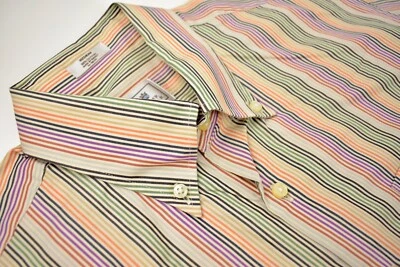 Peter Millar Multicolor Striped Button Down Collar 100% Cotton Shirt Sz: Medium - Image 1 of 4