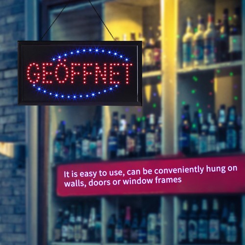 LED Schild GEÖFFNET Open offen Leuchtschild Innen Großschreibung rote & blaue. - Bild 4 von 10