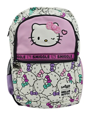 SMIGGLE Hello Kitty Classic Multi-Color Kids School Travel Backpack Pink White