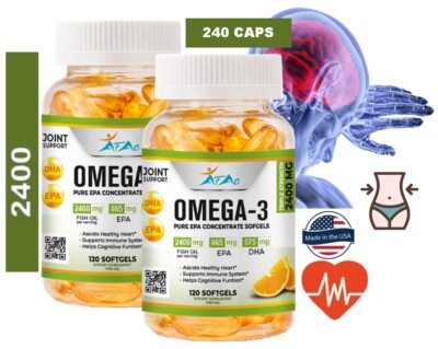 OMEGA - Heart, Brain, & Joint Support-Cholesterol Fish Oil 2400 MG -240 SOFGL