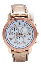 Damen Armbanduhr Frauen Uhr Girl Analog Watch Strasssteine Roségold Excellanc