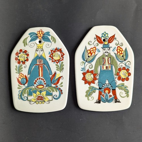 Figgjo Figgjo Flint Norway Saga Norsk Design Folk Art Wall Plaques Queen, Man - Picture 2 of 10