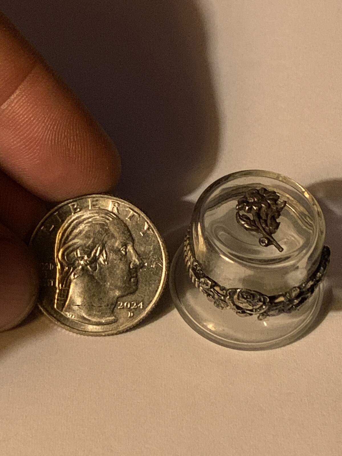 Antique Miniature Glass 925 Sterling Silver Hinged Lid Solid Perfume Bottle